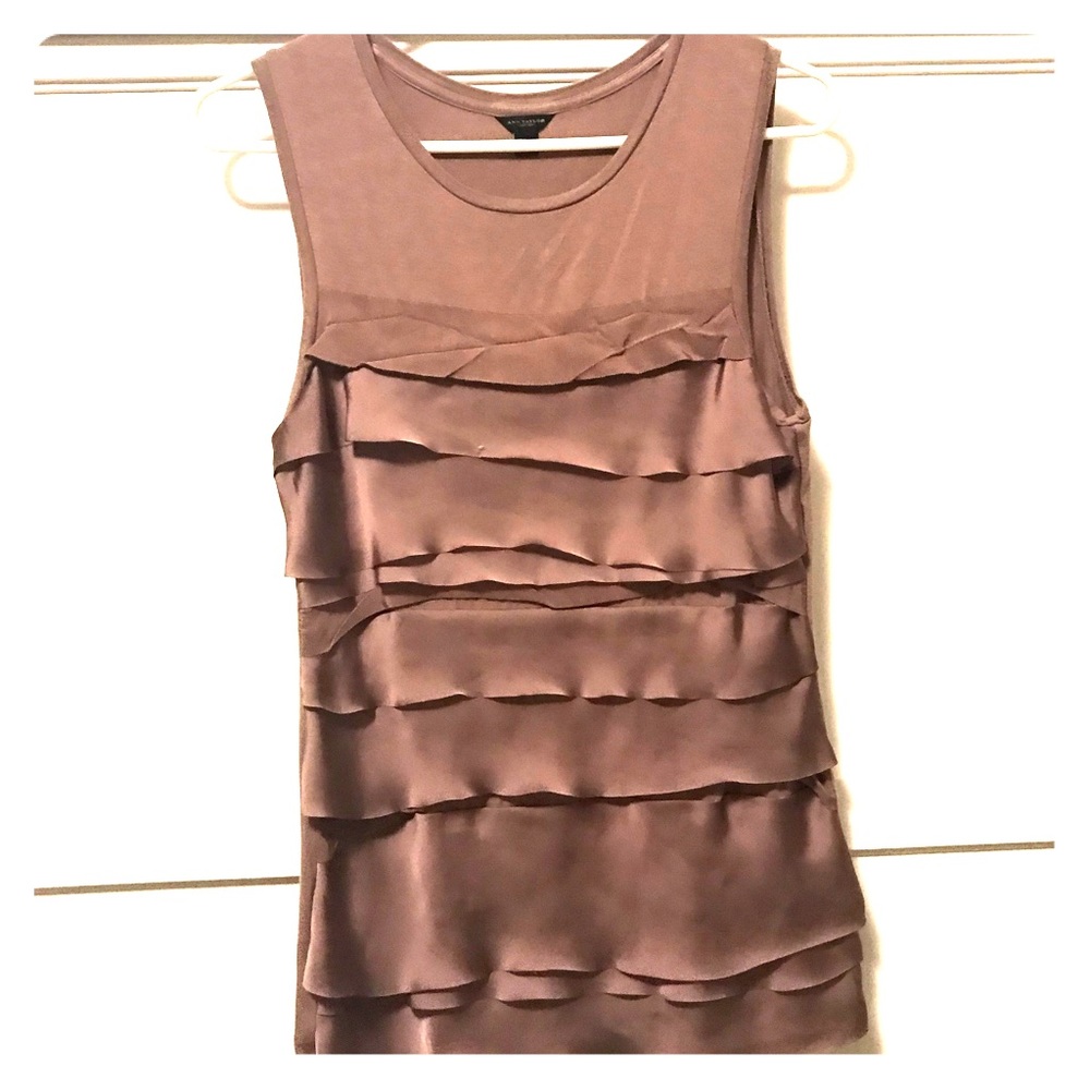 Ann Taylor Sleeveless Top Champagne Medium